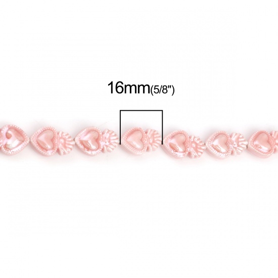 Immagine di Ceramica Diatanziale Perline Cuore Rosa Chiaro Circa 16mm x 10mm, Foro: Circa 0.9mm, lunghezza: 31.5cm 1 Filo （Circa 20 Pezzi/Treccia)