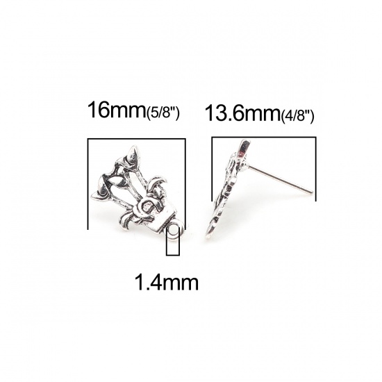 亜鉛合金 イヤリング イヤリングパーツ 鉢植え植物 銀古美 ループ付き 16mm x 11mm、 ワイヤーサイズ: （21号）、 2 ペア の画像