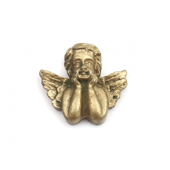 Picture of Resin Religious Embellishments Angel Antique Bronze 26mm x 24mm, 5 PCs