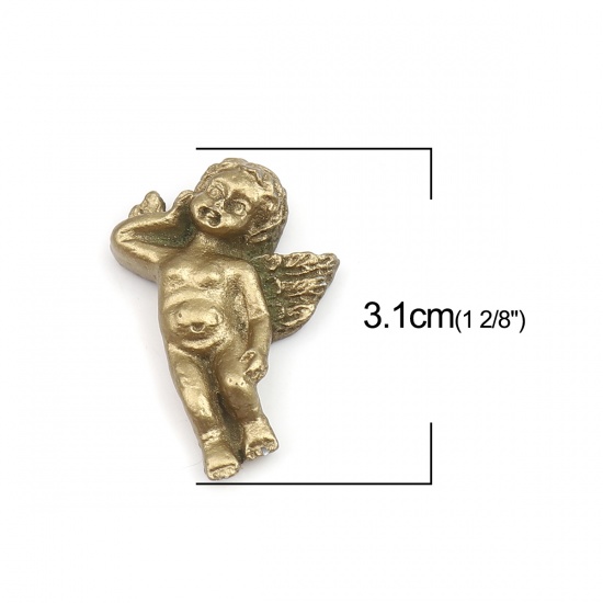 Bild von Harz Religiös Embellishments Cabochons Engel Antik Bronze 31mm x 22mm , 5 Stück