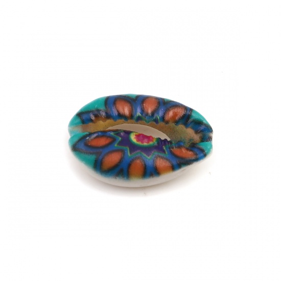 Image de Perles en Coquille Escargot de Mer Multicolore 25mm x 17mm - 18mm x 13mm, 10 Pcs