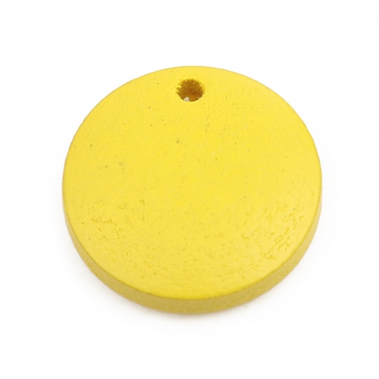 Picture of Natural Wood Charms Round Yellow 15mm Dia, 50 PCs