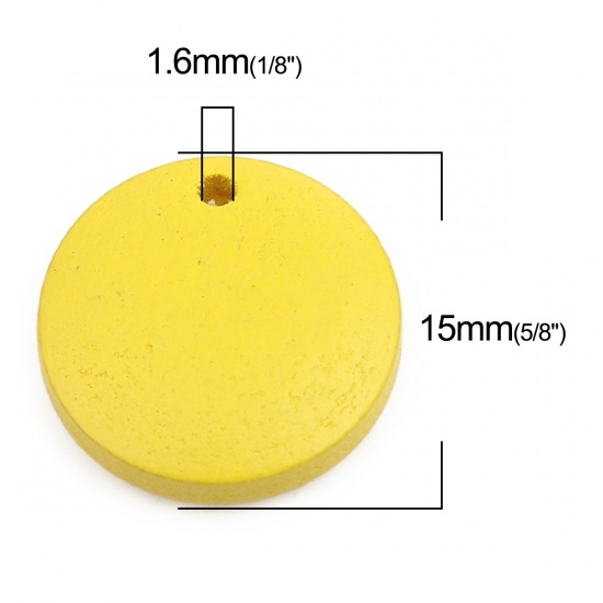 Picture of Natural Wood Charms Round Yellow 15mm Dia, 50 PCs