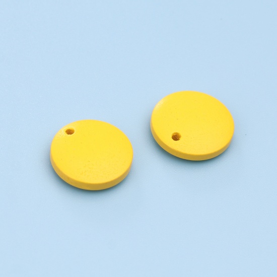 Picture of Natural Wood Charms Round Yellow 15mm Dia, 50 PCs