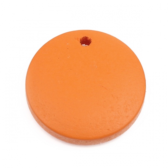 Picture of Natural Wood Charms Round Orange 15mm Dia, 50 PCs