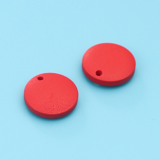 Picture of Natural Wood Charms Round Red 15mm Dia, 50 PCs