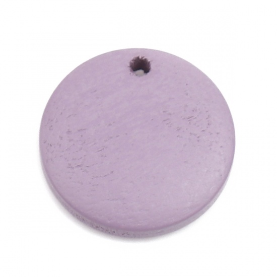 Picture of Natural Wood Charms Round Purple 15mm Dia, 50 PCs