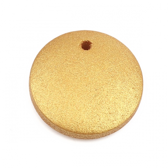 Picture of Natural Wood Charms Round Golden 15mm Dia, 50 PCs