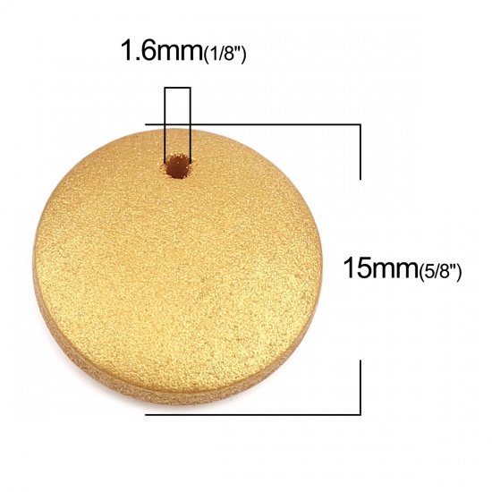 Picture of Natural Wood Charms Round Golden 15mm Dia, 50 PCs