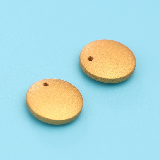 Picture of Natural Wood Charms Round Golden 15mm Dia, 50 PCs