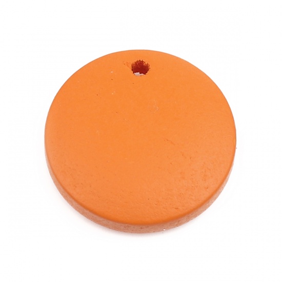 ウッド チャーム 円形 オレンジ色 20mm、 50 個 の画像