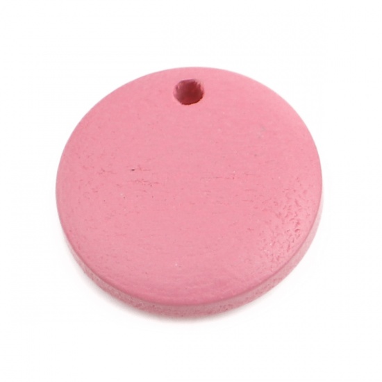 Picture of Wood Charms Round Pink 20mm Dia, 50 PCs