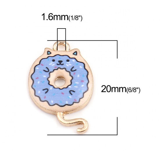 Picture of Zinc Based Alloy Charms Cat Animal Gold Plated Purple 20mm x 13mm, 10 PCs