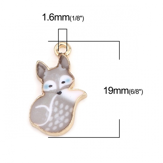 Picture of Zinc Based Alloy Charms Fox Animal Gold Plated Gray 19mm x 11mm, 10 PCs