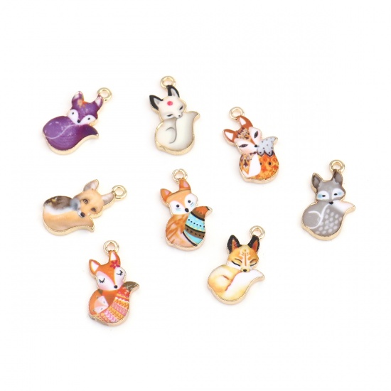 Picture of Zinc Based Alloy Charms Fox Animal Gold Plated Gray 19mm x 11mm, 10 PCs