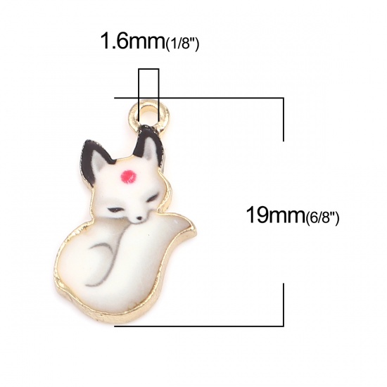 Picture of Zinc Based Alloy Charms Fox Animal Gold Plated Beige 19mm x 11mm, 10 PCs