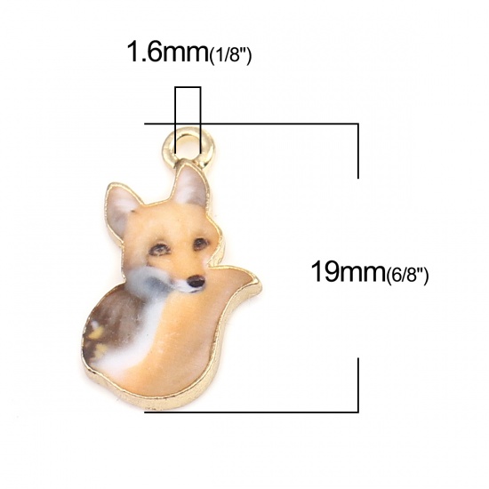 Picture of Zinc Based Alloy Charms Fox Animal Gold Plated Orange 19mm x 11mm, 10 PCs