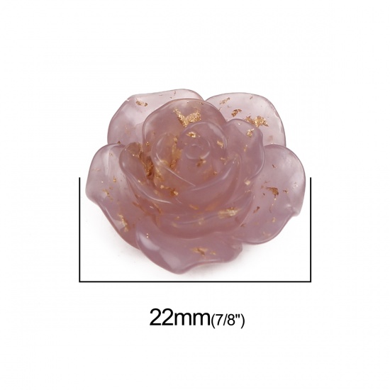 Image de Cabochon Dôme en Résine Fleur Violet Foncé Feuille d'etain 22mm x 22mm, 10 Pcs