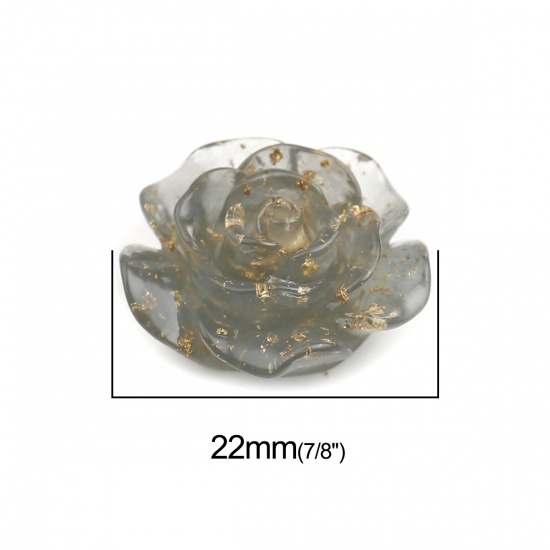 Picture of Resin Dome Seals Cabochon Flower Gray Foil 22mm x 22mm, 10 PCs