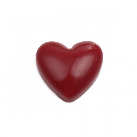 Bild von Harz Valentinstag Dom Cabochon Verzierung Herz Rotweinfarben 18mm x 17mm , 10 Stück
