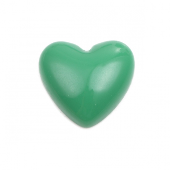 Bild von Harz Valentinstag Dom Cabochon Verzierung Herz Grün 18mm x 17mm , 10 Stück