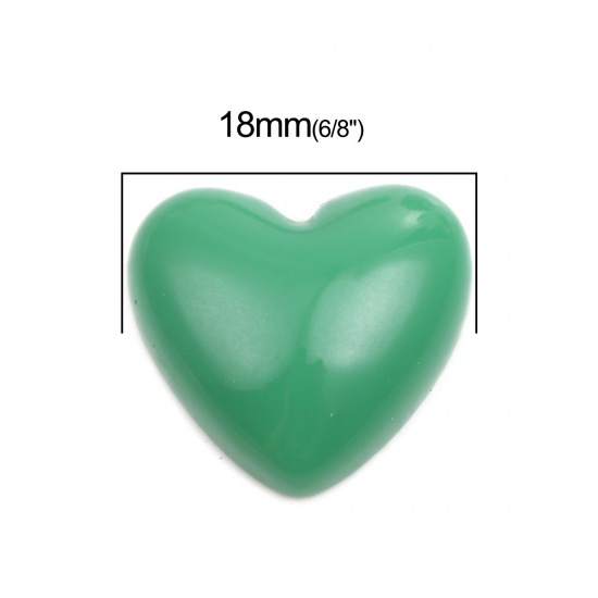 Immagine di Resina San Valentino Dome Seals Cabochon Cuore Verde 18mm x 17mm, 10 Pz