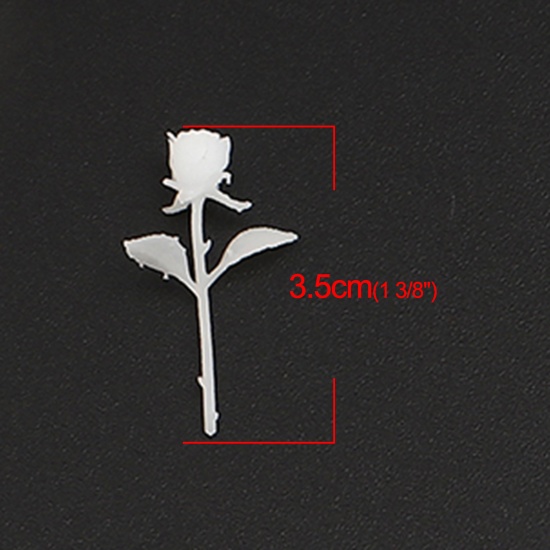 Picture of Resin Resin Jewelry Craft Filling Material White Rose Flower 35mm x 21mm, 2 PCs