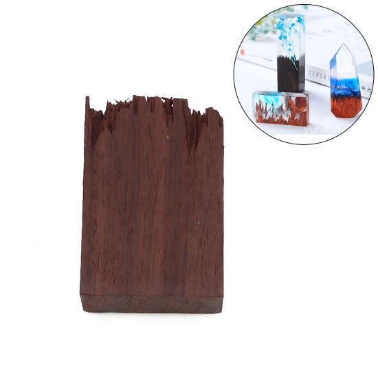 Picture of Sandalwood Resin Jewelry Craft Filling Material Brown Red Irregular 45mm x 29mm, 1 Piece