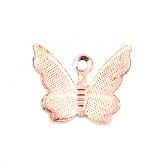Picture of Brass Insect Charms Rose Gold Butterfly Animal 13mm x 11mm, 100 PCs                                                                                                                                                                                           