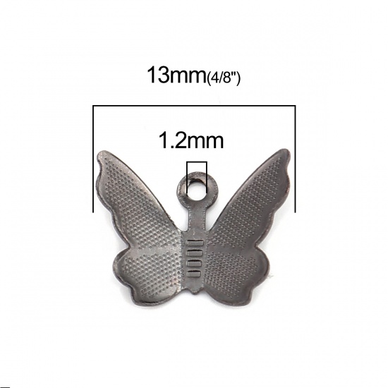 Picture of Brass Insect Charms Gunmetal Butterfly Animal 13mm x 11mm, 100 PCs                                                                                                                                                                                            