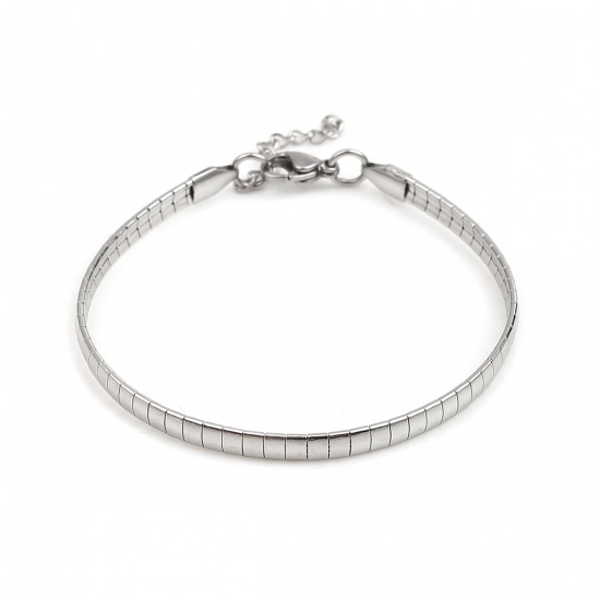 Picture of 304 Stainless Steel Snake Chain Bracelets Rectangle Silver Tone 18.5cm(7 2/8") long, 1 Piece