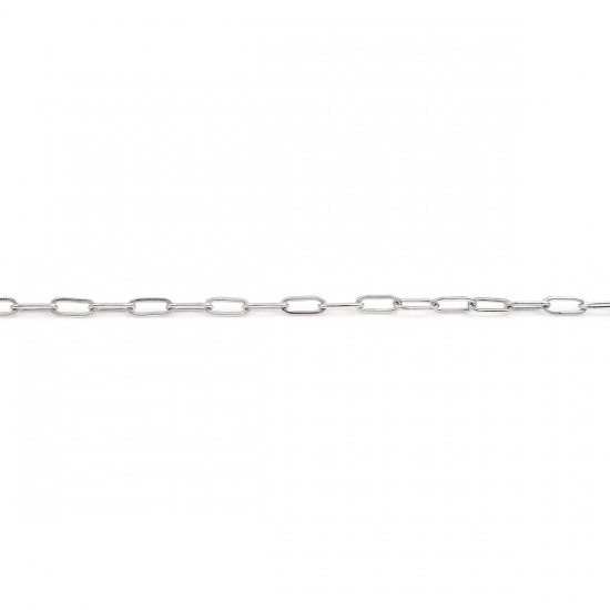 Picture of 304 Stainless Steel Paperclip Chains Link Cable Chain Necklace Oval Silver Tone 80cm(31 4/8") long, 1 Piece