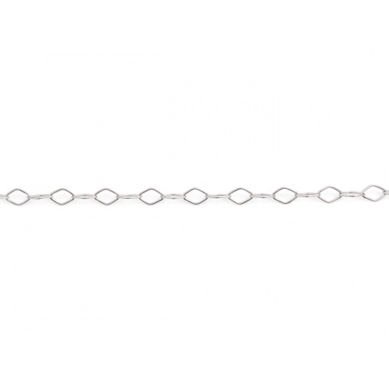 Image de Colliers en 304 Acier Inoxydable Chaînes de Maille Trombone Chaîne Maille Forçat Losange Argent Mat 59.8cm Long, 1 Pièce