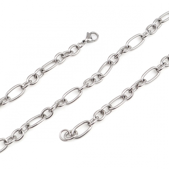 Picture of 304 Stainless Steel Paperclip Chains Link Cable Chain Necklace Oval Silver Tone 51cm(20 1/8") long, 1 Piece