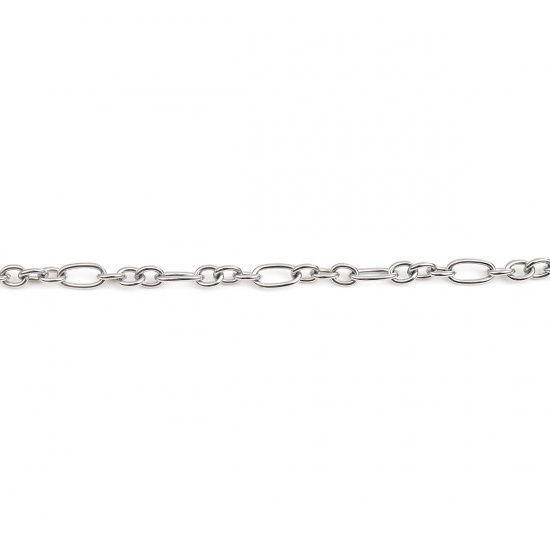 Imagen de 304 Acero Inoxidable Cable Cadena Cruz Collares Óvalo Tono de Plata 51cm longitud, 1 Unidad