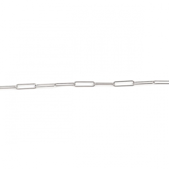 Image de Colliers en 304 Acier Inoxydable Chaînes de Maille Trombone Chaîne Maille Forçat Ovale Argent Mat 71.5cm Long, 1 Pièce