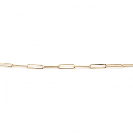 Image de Colliers en 304 Acier Inoxydable Chaînes de Maille Trombone Chaîne Maille Forçat Ovale Doré 71.5cm Long, 1 Pièce