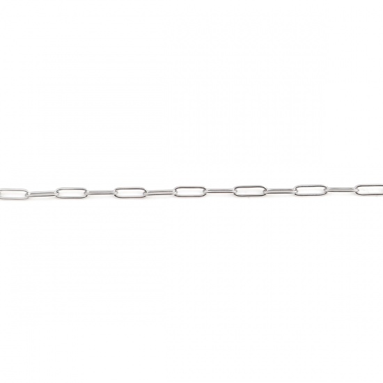 Image de Colliers en 304 Acier Inoxydable Chaînes de Maille Trombone Chaîne Maille Forçat Ovale Argent Mat 59.7cm Long, 1 Pièce