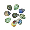 Picture of Glass Dome Seals Cabochon Drop Flatback At Random Feather Pattern 25mm x 18mm, 1 Packet ( 16 PCs/Packet)