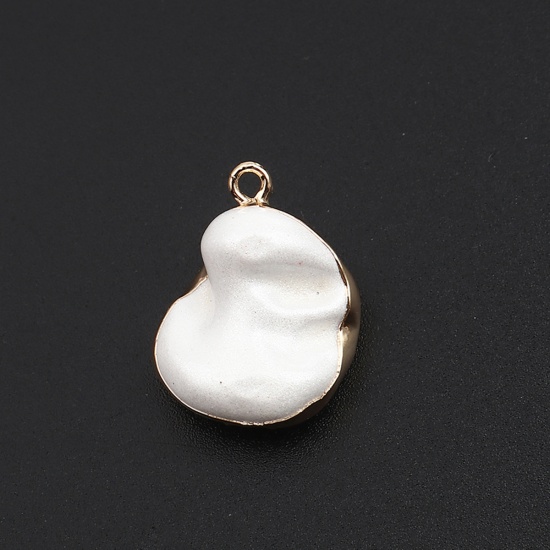 Picture of Natural Zinc Based Alloy & Shell Charms Gold Plated Irregular White 23mm x 18mm - 20mm x 16mm, 5 PCs