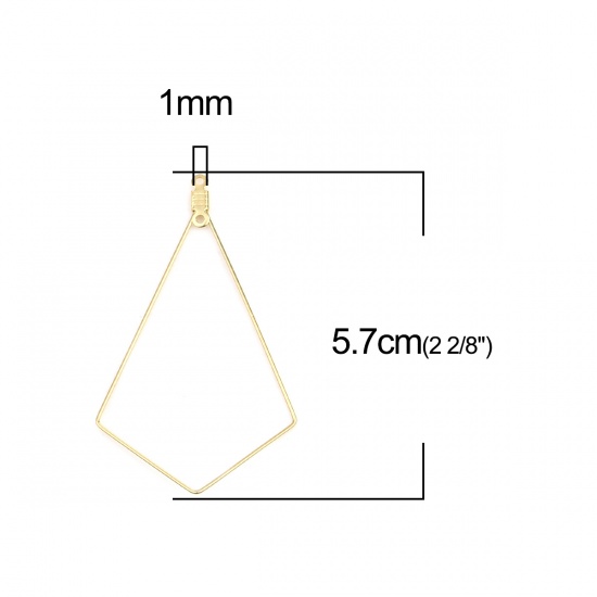 Picture of 304 Stainless Steel Earrings Geometric Gold Plated 57mm x 33mm, 50 PCs