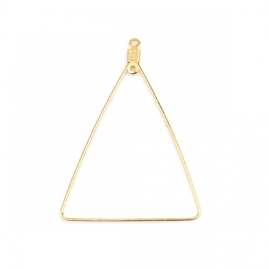Picture of 304 Stainless Steel Earrings Triangle Gold Plated 49mm x 35mm, 10 PCs