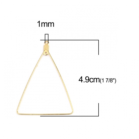 Picture of 304 Stainless Steel Earrings Triangle Gold Plated 49mm x 35mm, 10 PCs