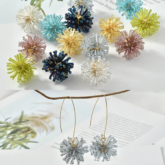 Picture of Glass Charms Fireworks Yellow-green 24mm x 24mm, 1 Piece
