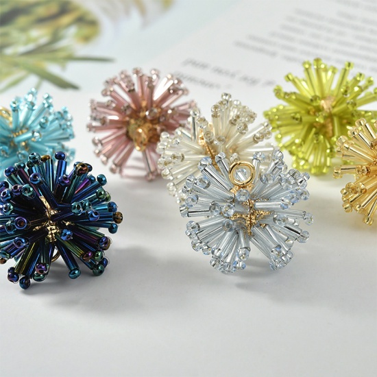 Picture of Glass Charms Fireworks Golden 24mm x 24mm, 1 Piece