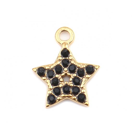 Picture of 304 Stainless Steel Charms Oval Gold Plated Green Rhinestone 18mm x 12mm, 2 PCs