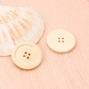 ウッド 縫製ボタン 4つ穴 円形 ナチュラル 5cm 直径、 20 個 の画像