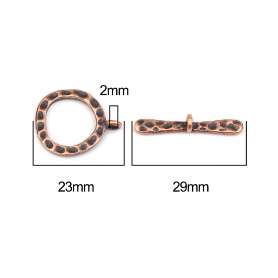 Изображение Zinc Based Alloy Toggle Clasps Circle Ring Antique Copper 29mm x 4mm, 10 Sets