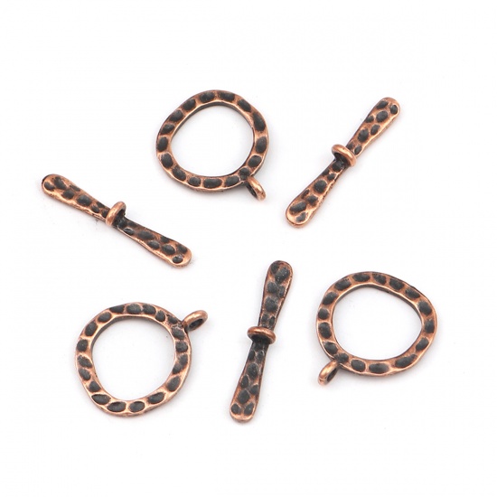 Picture of Zinc Based Alloy Toggle Clasps Circle Ring Antique Copper 29mm x 4mm, 10 Sets