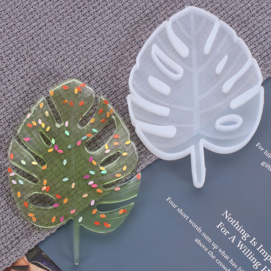 Immagine di Silicone Muffa della Resina per Gioielli Rendendo Foglia Bianco 12.5cm x 8.6cm, 1 Pz